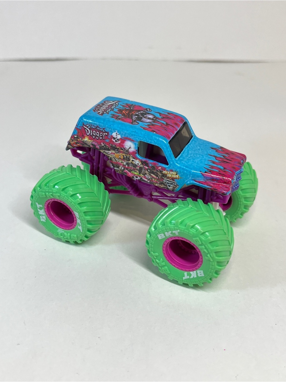 Monster Jam Truck Nitro Neon Son-uva Digger 1:64 Loose Blue Pink Green Tires